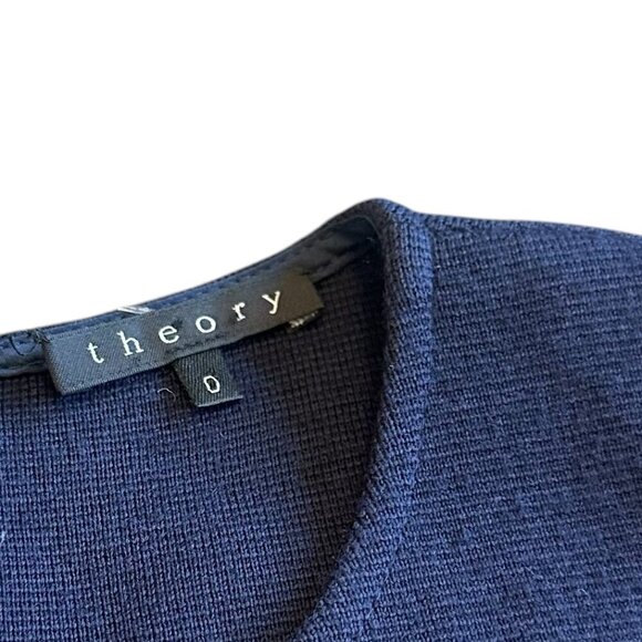Theory Sleeveless Navy Wool Blend Fit N Flare Dress Skater Mini Size 0 Women's - Picture 11 of 11